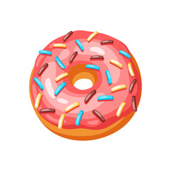 Illustration of glaze donut with sprinkles.