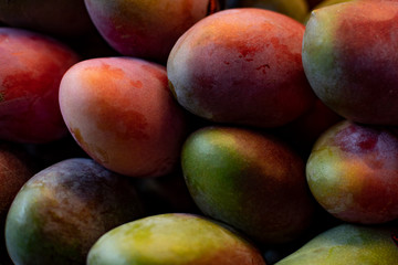 Spanish Natural and fresh fruits and vegetables gastronomy products. Mango in the market place
