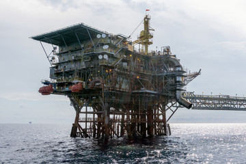 Oil production platform at oil field