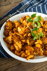 Cauliflower rosettes in a herbal marinade.