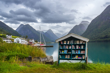 clouds over Fjaerlands fjord in Norway