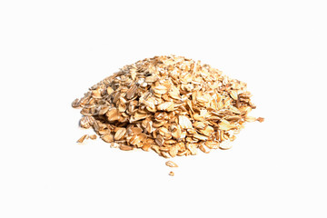 Oat flakes on a white background