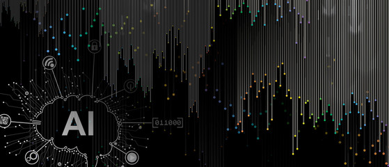 Quantum processing. Deep learning artificial intelligence. Future new technology  for business or science presentation