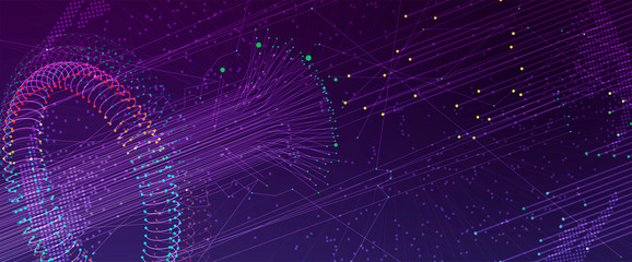 Quantum processing. Deep learning artificial intelligence. Future new technology  for business or science presentation