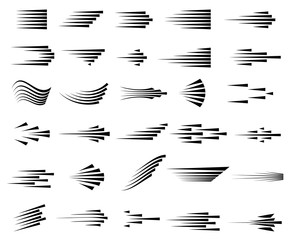 Speed lines icons. Set of fast motion symbols. - obrazy, fototapety, plakaty
