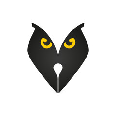 Sign owl in the form of a pen for ink, for illustrator, writer