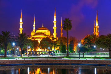 Fototapeta na wymiar Blue Mosque in the Sultan Ahmet Square in Istanbul, Turkey