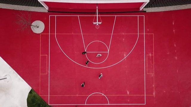 Aerial drone view at basketball playground, Krasnodar, Russhia, 4k