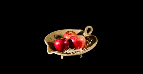 natural red apples in different backgrounds