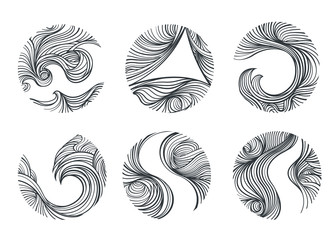 Obraz premium Wind and curl line art in circle and eclipse shape.