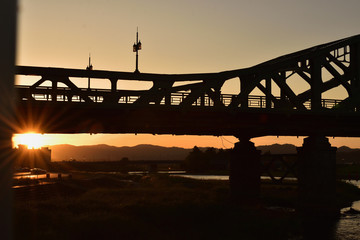 旭橋の夕陽