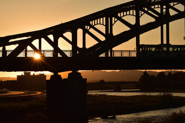 Fototapeta premium 旭橋の夕陽