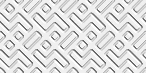 Geometric decorative 3D white background. Seamless pattern. Rendering illustration.