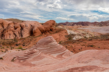 Colorful Wave-formed Patterns on the Stones of Valley of Fire State Park, Late Afternoon, Nevada/USA