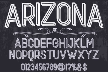 Classic vintage decorative font label design named vintage arizona