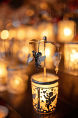 Christmas gift with tealights candle at Christmas market. Copenhagen, Denmark