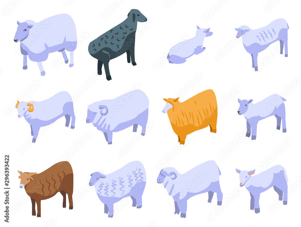 Aufkleber sheep icons set. isometric set of sheep vector icons for web design isolated on white background