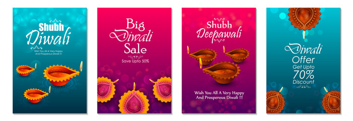 Happy Diwali light festival of India greeting banner background for Sale and Promotion advertisement in vector