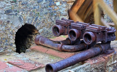 rusted water pipes of a pumping system