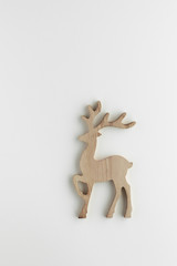 Christmas composition. Reindeer top view background with copy space for your text. Flat lay.