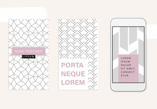 Social Media Story Layout Set with Abstract Pattern Elements
