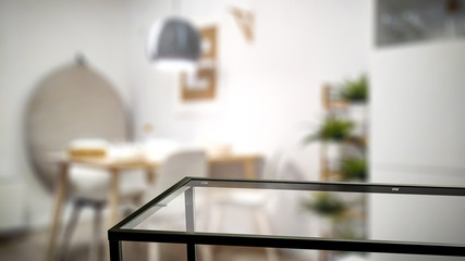 Desk of free space and home interior 