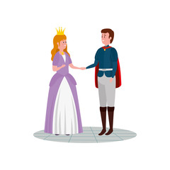 princess with prince fairytale avatar character vector illustration design