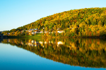 autumn landscape with lake and trees