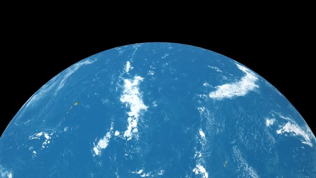 Realistic rotating Earth planet isolated on black background. Spinning 3d earth globe seamless looping animation.
