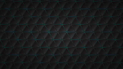 Abstract dark background of black triangle tiles with light blue gaps between them