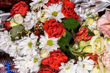 Colorful flower bouquet close up. Flowers as present concept