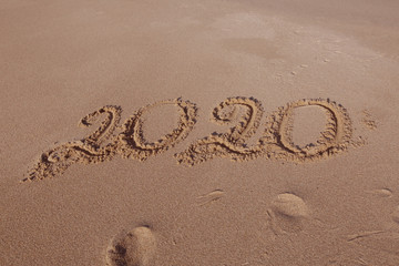 Happy New Year 2020 on beach