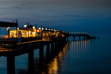 seabridge in Misdroy, Poland, after sunset