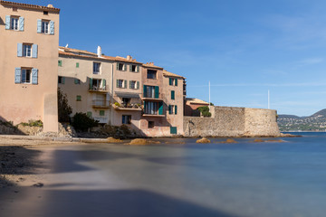 Fototapeta na wymiar Saint-Tropez, Var, France - the seafront near La Ponche (Long exposure)