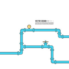 The pipeline with stopcock, fittings and valves. Vector illustration.