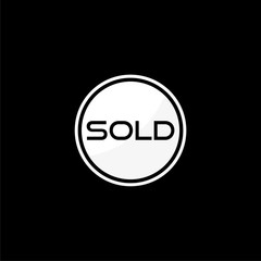 Sold icon isolated on black background