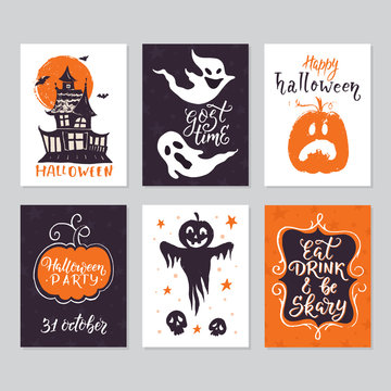 Halloween big collection of vector greeting cards