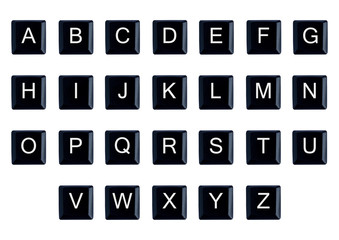 The English alphabet on the keyboard.