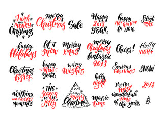 Christmas and New Year vector lettering collection