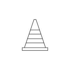 Construction traffic cone outline icon, warning sign design. Vector illustration.
