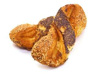 Challah bread with with poppy seeds, isolated on white background