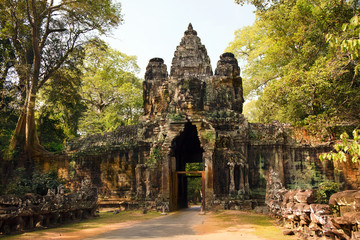East ancient gate to Angkor Thom, Siem Reap, Cambodia