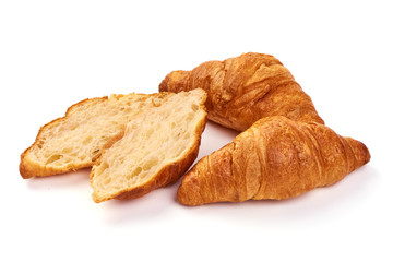 Traditional croissants, isolated on white background