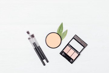 Flat lay set for natural makeup