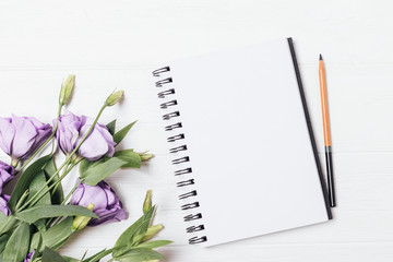 Naklejka premium View from above empty notebook