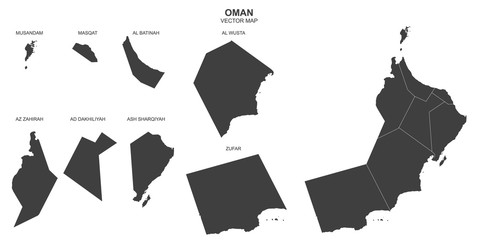 political map of Oman isolated on white background
