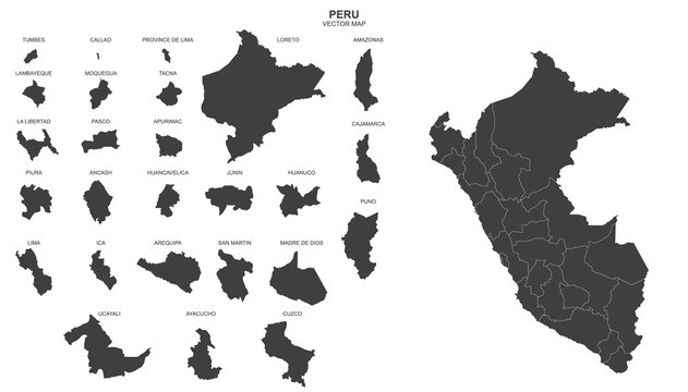 political map of Peru isolated on white background