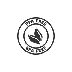 BPA free plastic packaging vector sticker. Bpa free circle stamp with leaf.