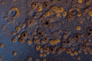 long-term rust on metal, pronounced texture