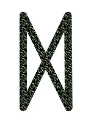 Dagaz. Ancient Norse Fleece Futhark. Used in magic scripts, amulets, fortune telling. Scandinavian and Germanic writing.